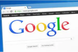 A computer screen displaying the Google homepage.