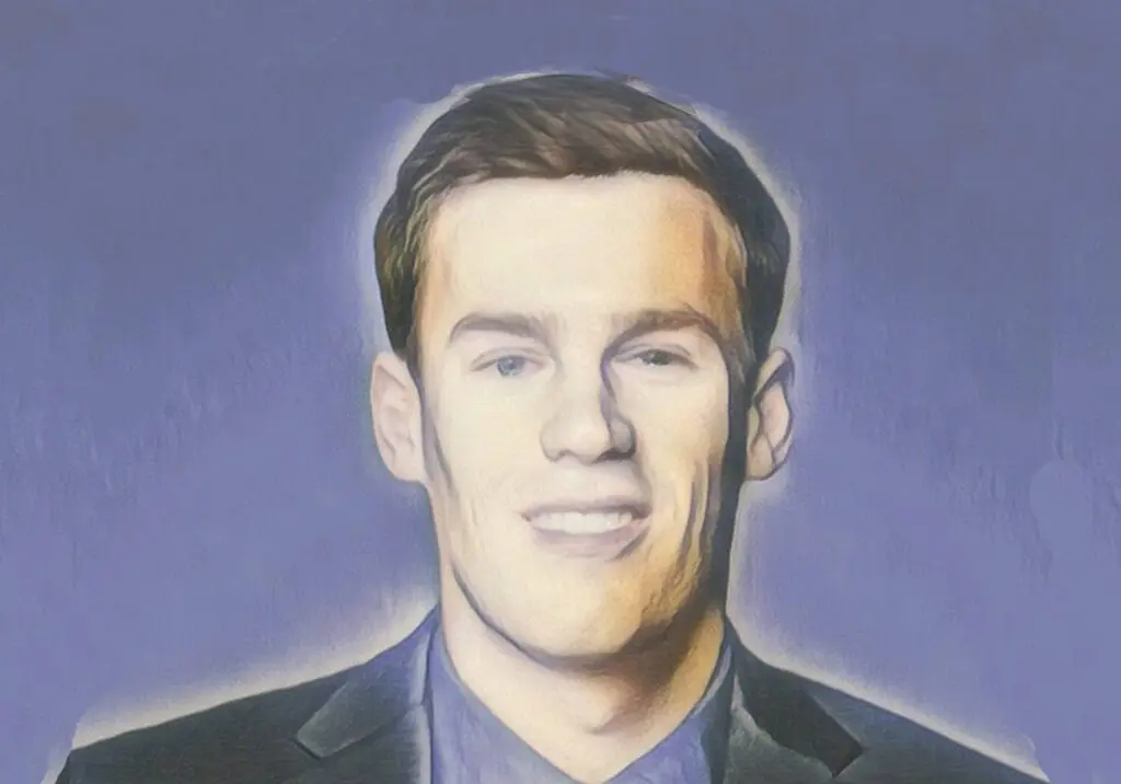 Smiling man in a suit, digital illustration.